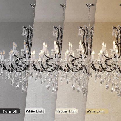 Grand Black Crystal Chandelier: 24-Light Modern Fixture for High Ceilings