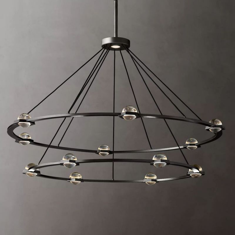 Briclyn Crystal Ball 2-Tier Round Chandelier 60"