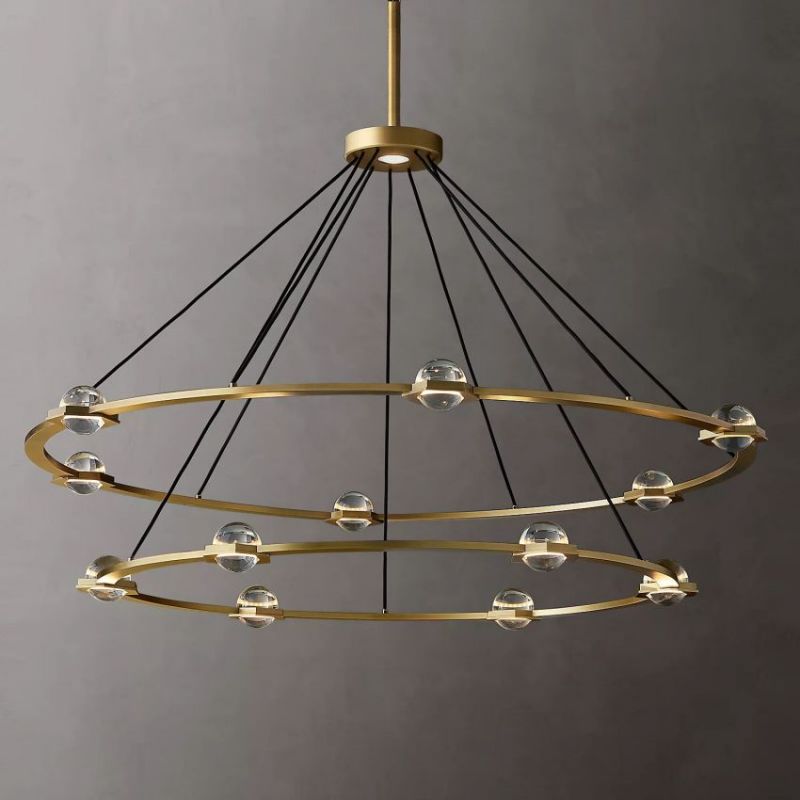 Briclyn Crystal Ball 2-Tier Round Chandelier 60"