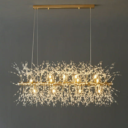 Dandelion Crystal Chandelier Light Firefly/ Glowworm Hanging Lamp Pendant For Rectangle Dining Room
