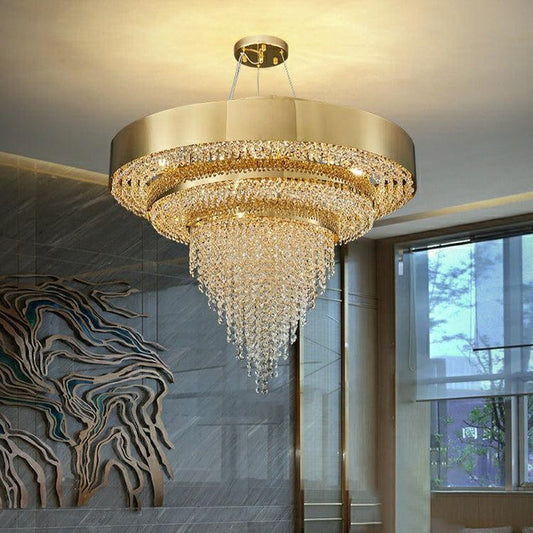 Decorative Gold Round Crystal Living Room Chandelier