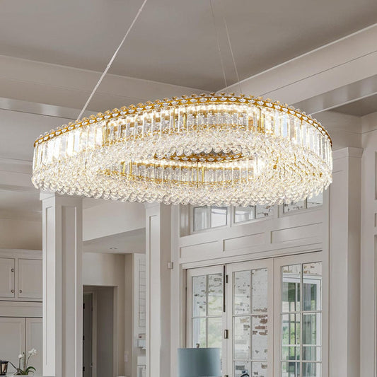 Everly Quinn Lohan 31.5" Modern LED Crystal Chandelier for Dining Room, Kitchen Island, Living Room, Bedroom, Foyer