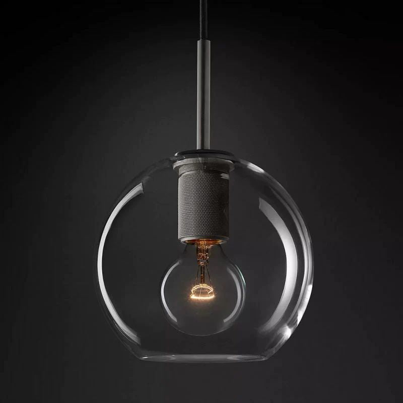 Mechanic Globe Shade Bedroom Pendant Light 8"