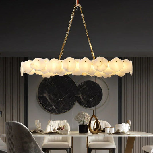 Alabaster Moira Modern Snowflake Linear Chandelier