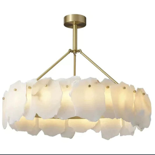 Alabaster Moira Modern Snowflake Round Chandelier
