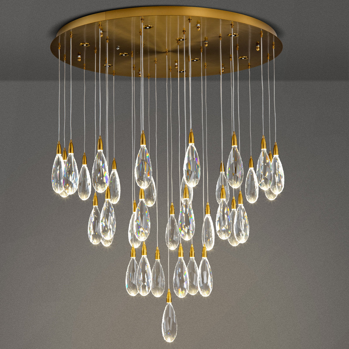 Naleya 43-Light Height Adjustable Round Raindrop Chandelier