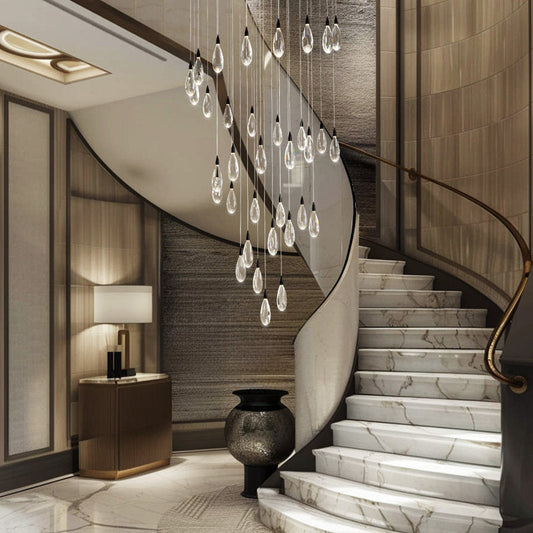 Naleya 43-Light Height Adjustable Round Raindrop Chandelier