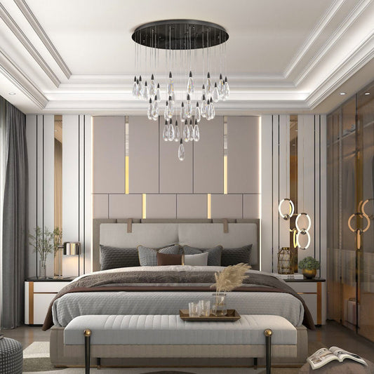 Naleya 43-Light Height Adjustable Round Raindrop Chandelier
