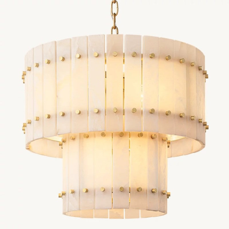 Mearin Alabaster Round Tiered Chandelier 22"