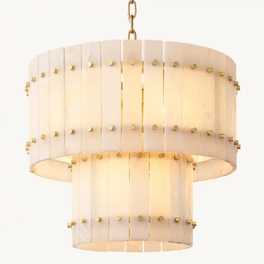 Mearin Alabaster Round Tiered Chandelier 22"