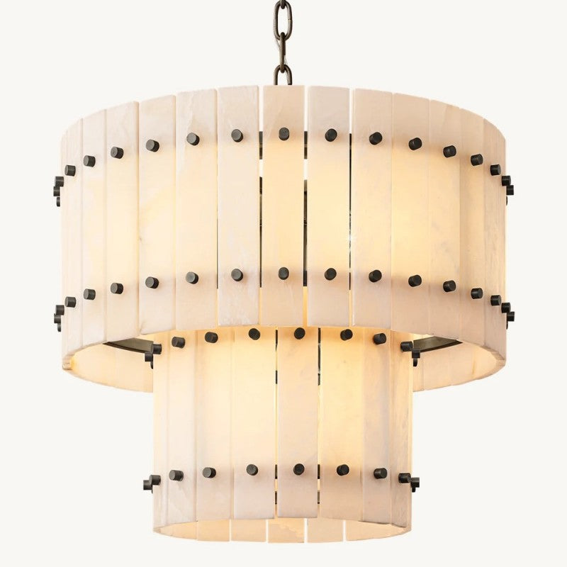 Mearin Alabaster Round Tiered Chandelier 22"