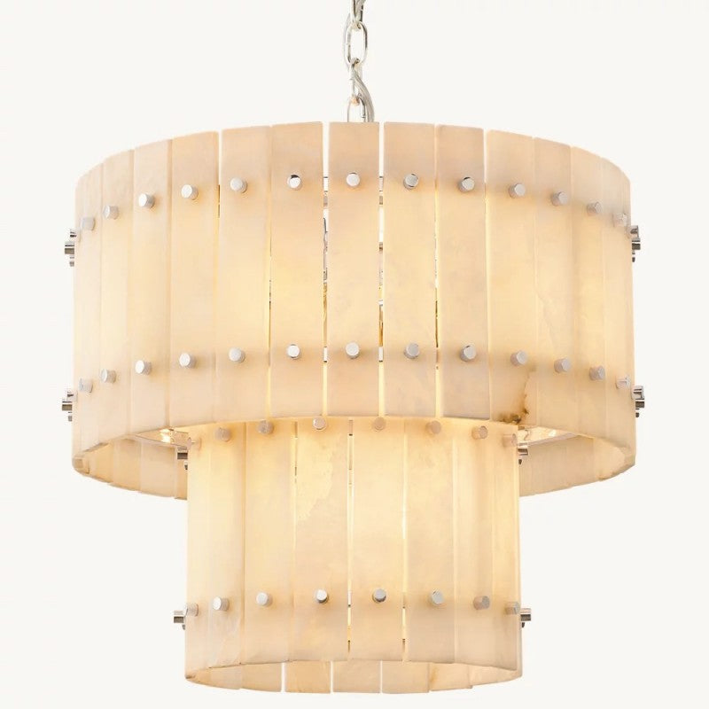 Mearin Alabaster Round Tiered Chandelier 22"