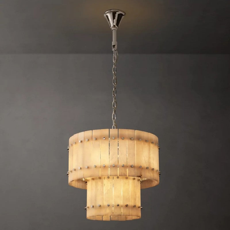 Mearin Alabaster Round Tiered Chandelier 22"