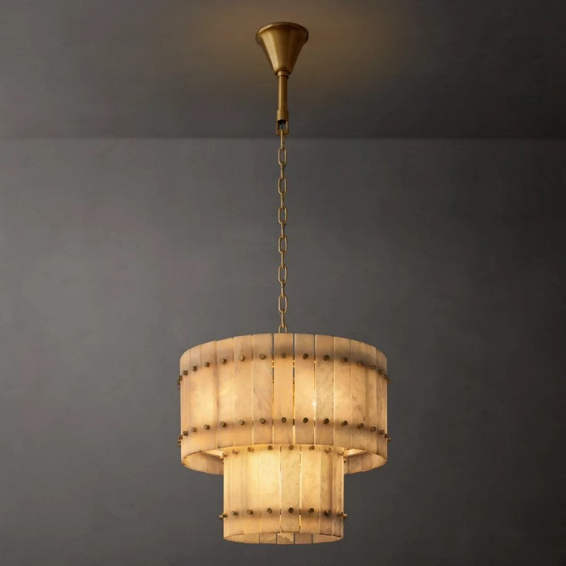 Mearin Alabaster Round Tiered Chandelier 22"