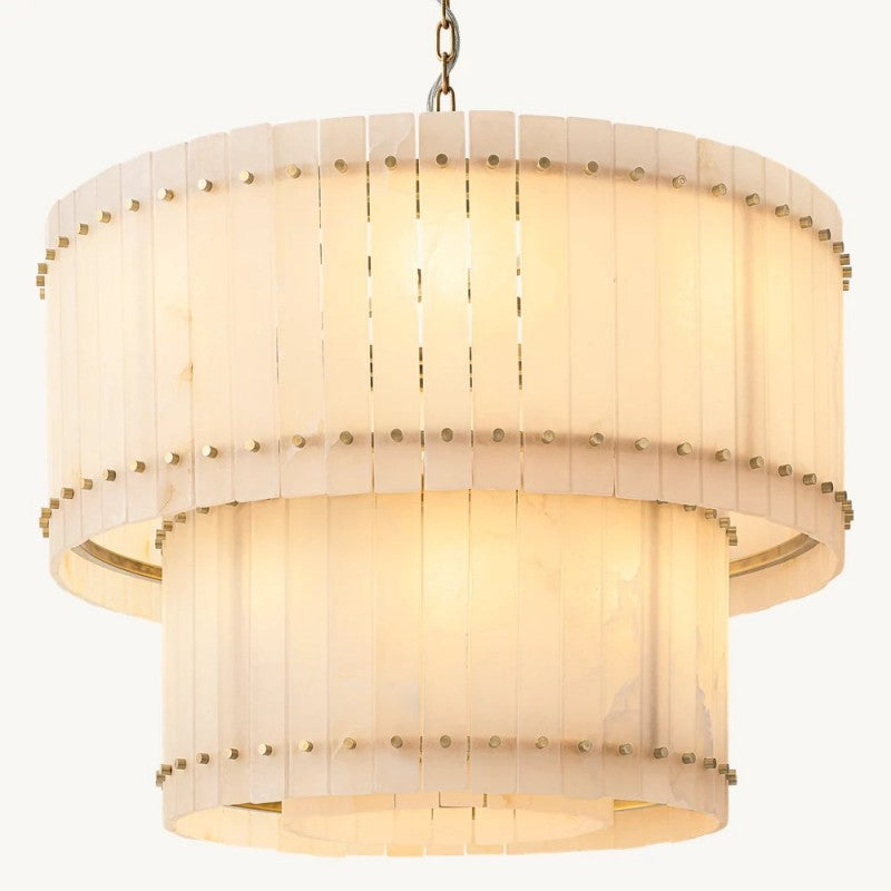 Mearin Alabaster Round Tiered Chandelier 37"