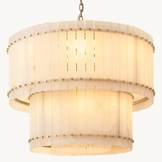 Mearin Alabaster Round Tiered Chandelier 37"