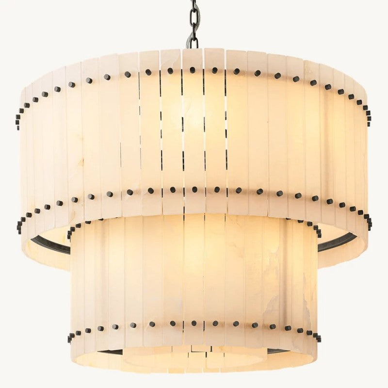 Mearin Alabaster Round Tiered Chandelier 37"