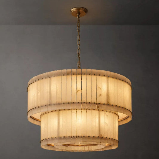Mearin Alabaster Round Tiered Chandelier 48"