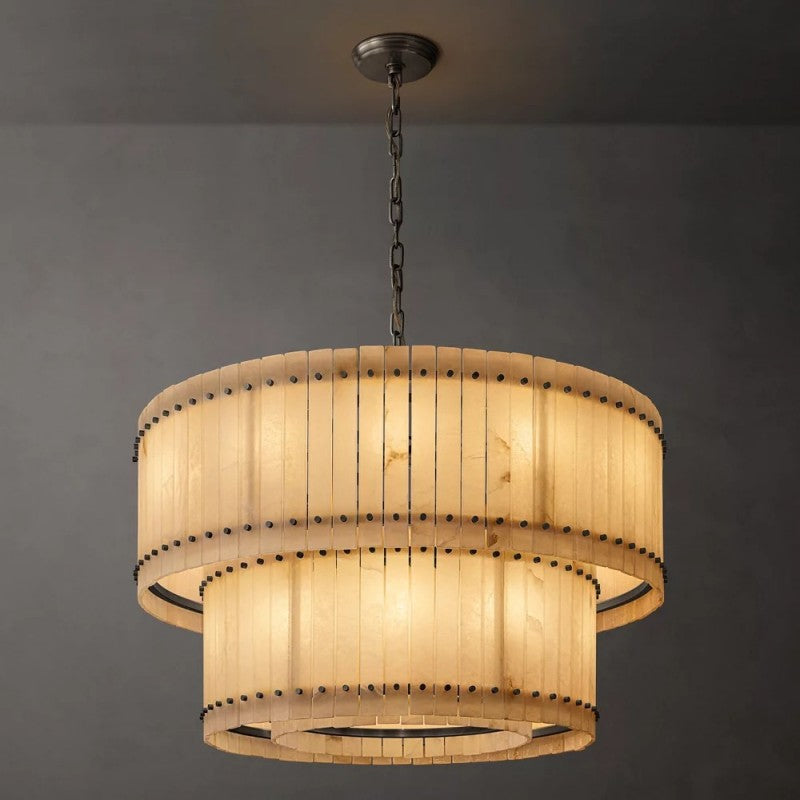 Mearin Alabaster Round Tiered Chandelier 48"