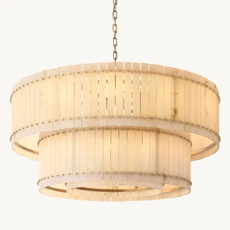Mearin Alabaster Round Tiered Chandelier 60"
