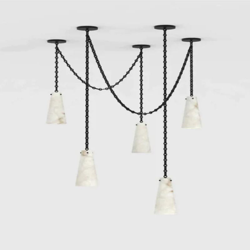 Steven Contemporary Alabaster Chandelier 5-Light