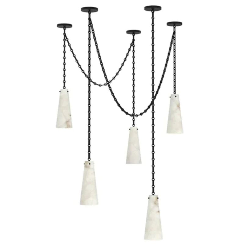 Steven Contemporary Alabaster Chandelier 5-Light