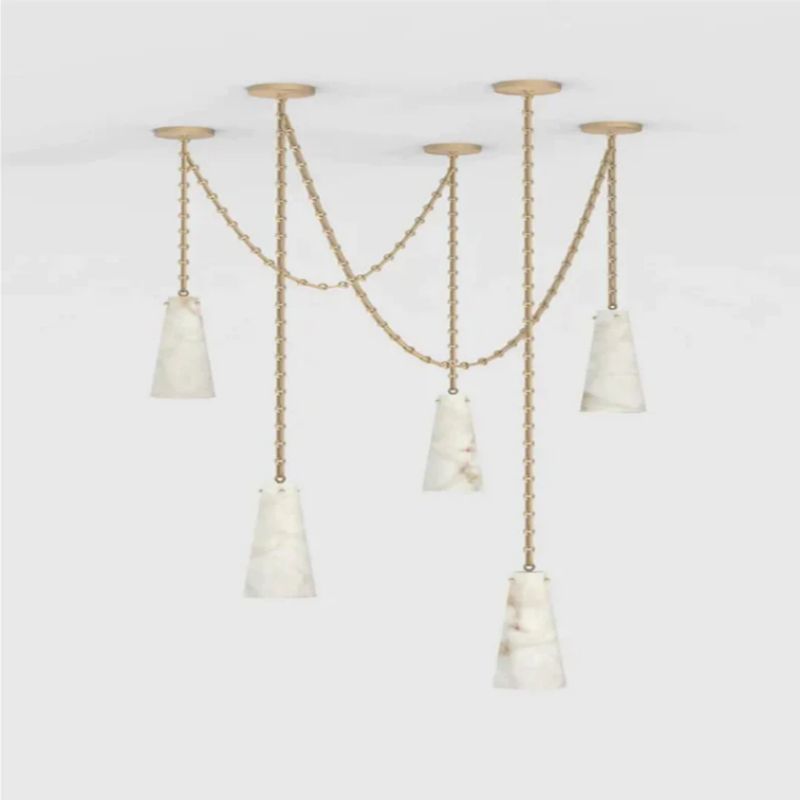 Steven Contemporary Alabaster Chandelier 5-Light