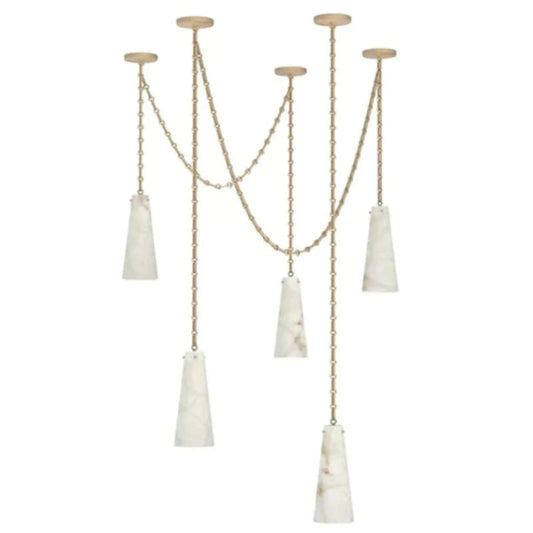 Steven Contemporary Alabaster Chandelier 5-Light