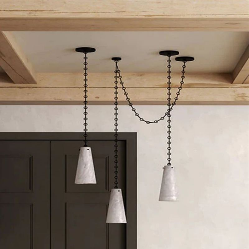 Steven Contemporary Alabaster Chandelier 3-Light