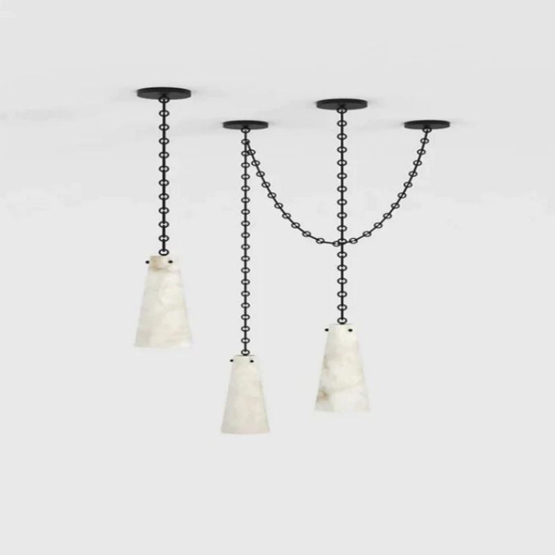 Steven Contemporary Alabaster Chandelier 3-Light