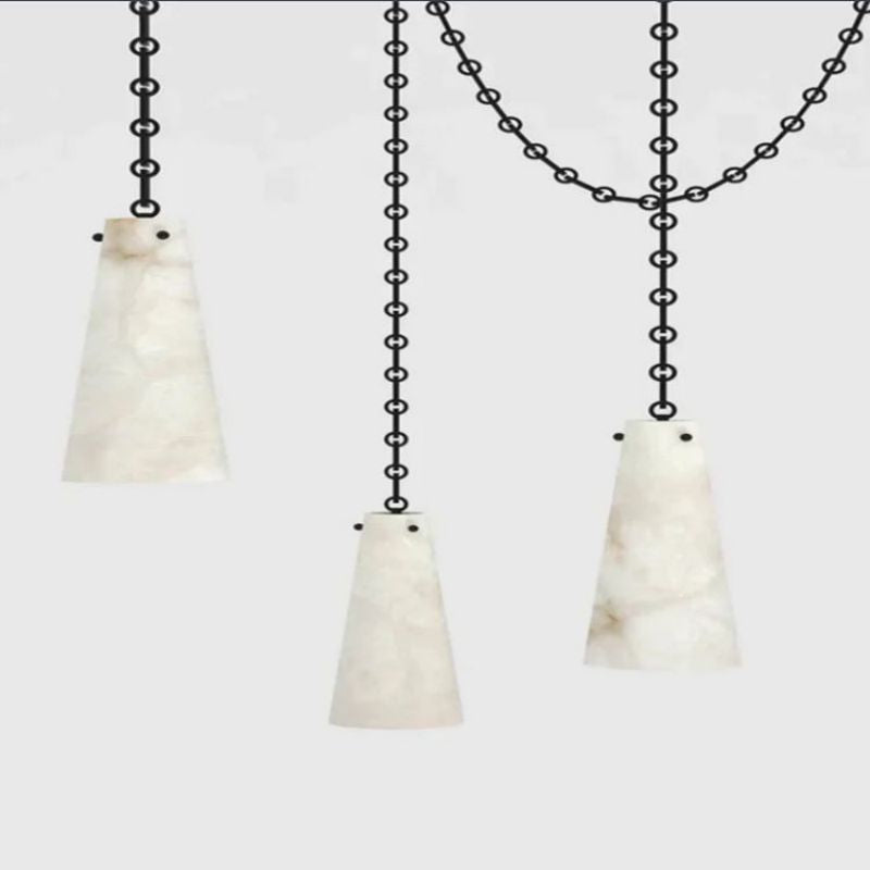 Steven Contemporary Alabaster Chandelier 3-Light