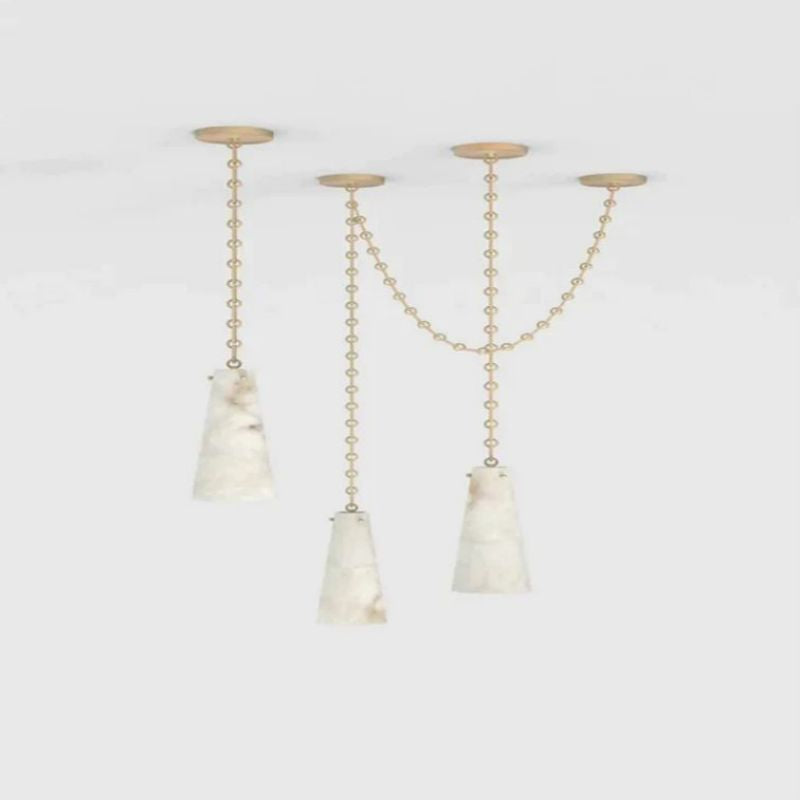 Steven Contemporary Alabaster Chandelier 3-Light