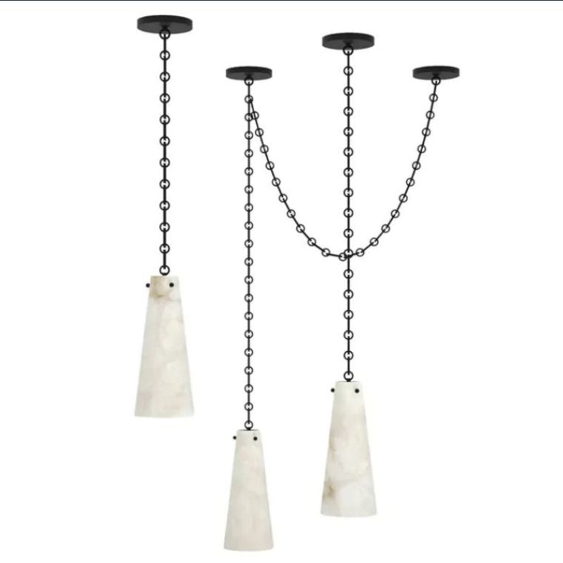 Steven Contemporary Alabaster Chandelier 3-Light