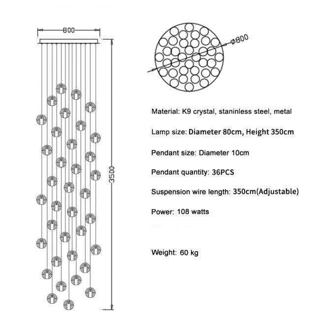Adonis Suspension Water Drop Chandelier（ 43 - Light customized） - Lightings Menu