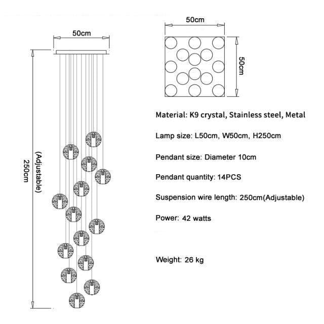 Adonis Suspension Water Drop Chandelier（ 43 - Light customized） - Lightings Menu