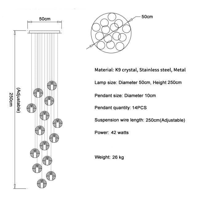 Adonis Suspension Water Drop Chandelier（ 43 - Light customized） - Lightings Menu