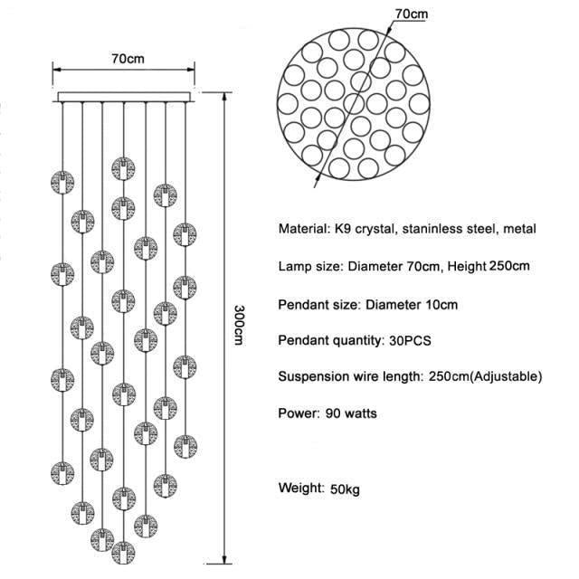 Adonis Suspension Water Drop Chandelier（ 43 - Light customized） - Lightings Menu