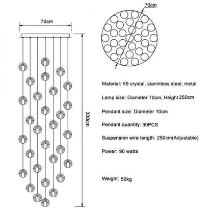 Adonis Suspension Water Drop Chandelier（ 43 - Light customized） - Lightings Menu