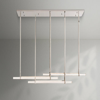 Aedubon Crystal Triple Bar Linear Chandelier - Lightings Menu