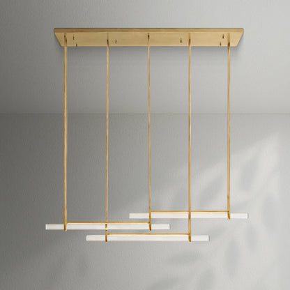 Aedubon Crystal Triple Bar Linear Chandelier - Lightings Menu