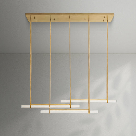 Aedubon Crystal Triple Bar Linear Chandelier - Lightings Menu