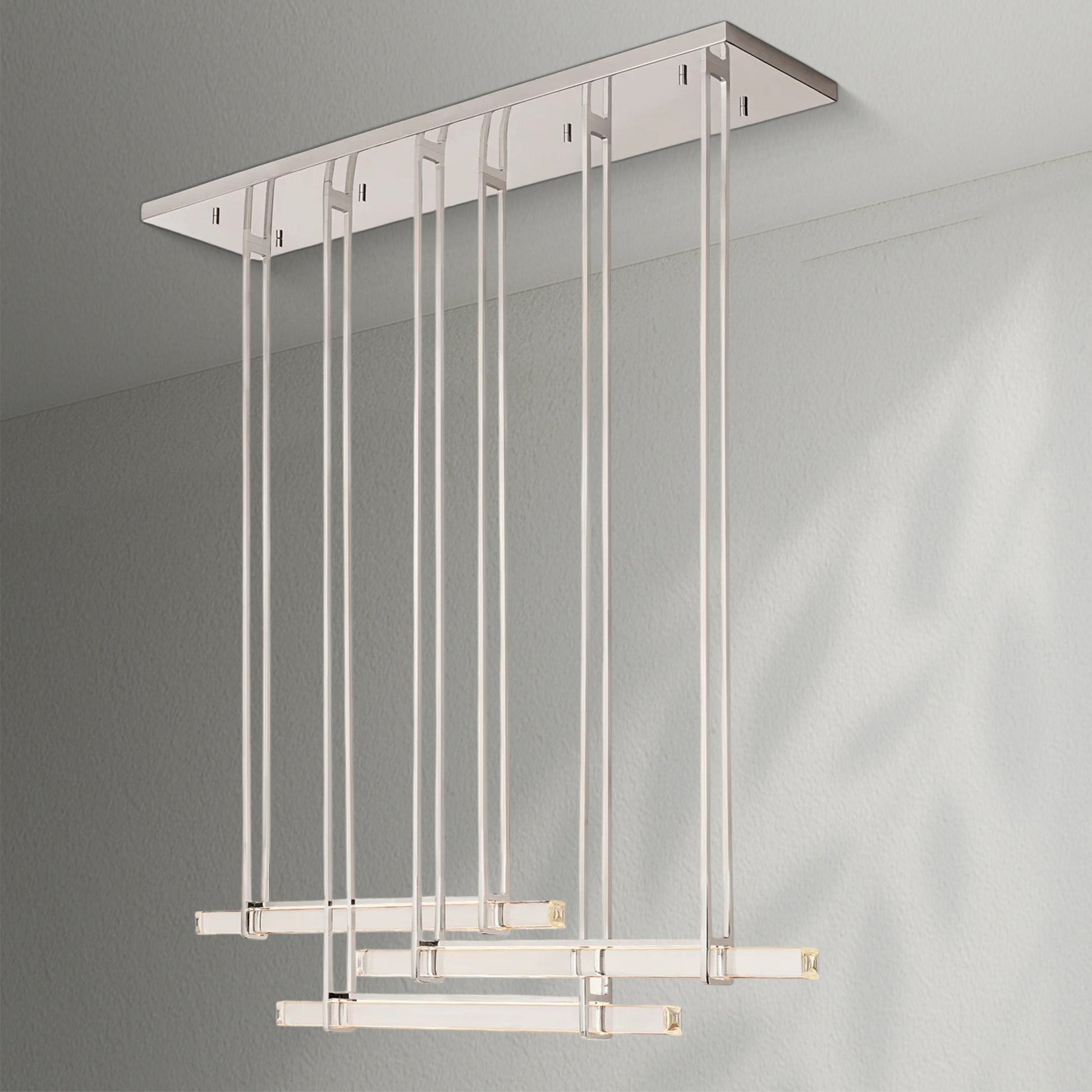 Aedubon Crystal Triple Bar Linear Chandelier - Lightings Menu