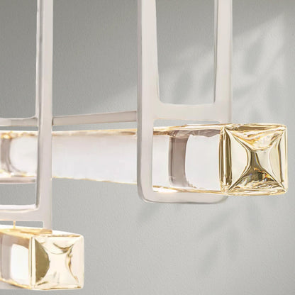 Aedubon Crystal Triple Bar Linear Chandelier - Lightings Menu