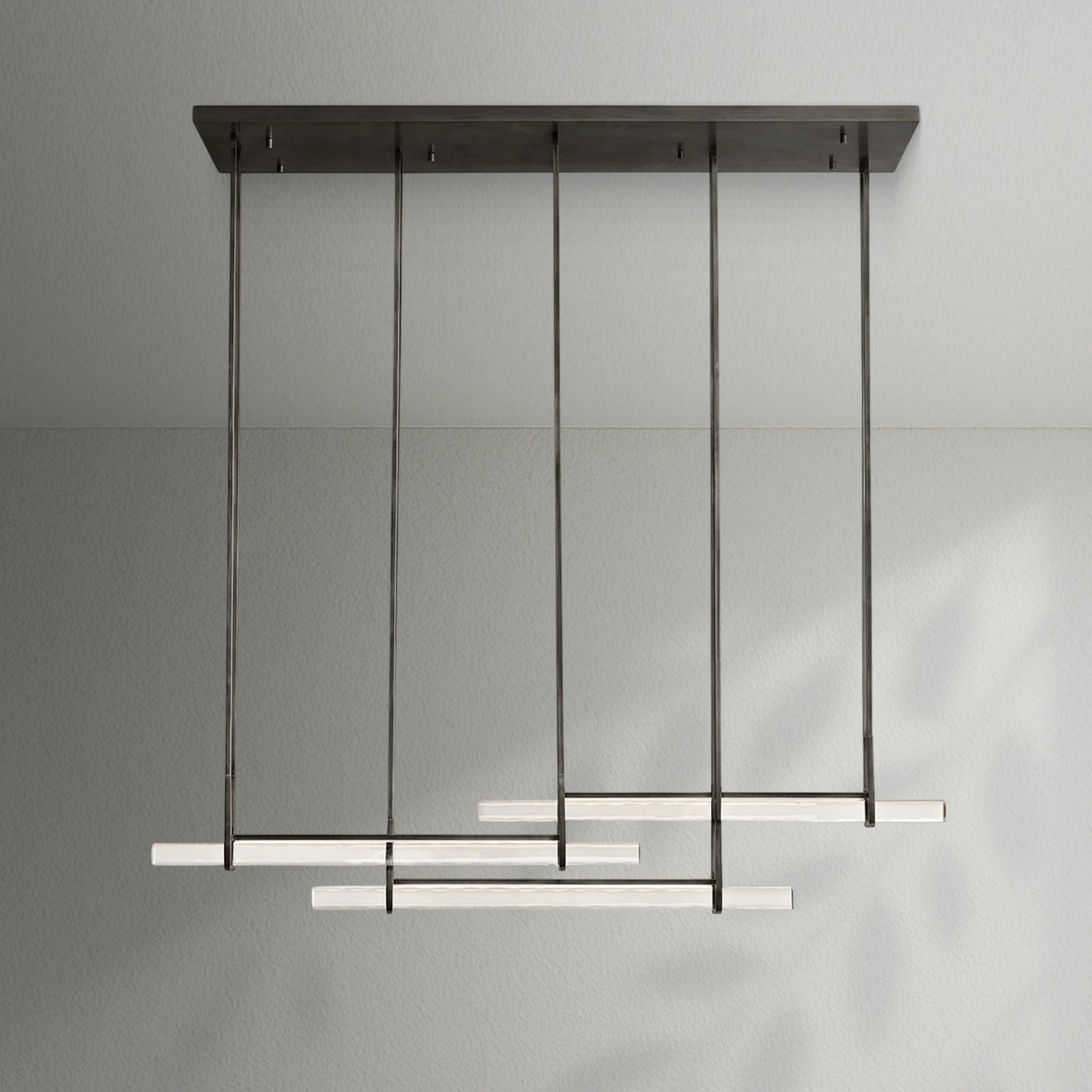 Aedubon Crystal Triple Bar Linear Chandelier - Lightings Menu