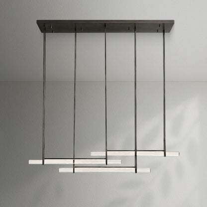 Aedubon Crystal Triple Bar Linear Chandelier - Lightings Menu