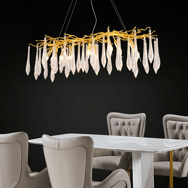 Agnes Aluminum Branch Crystal Chandelier For Dining Room - Lightings Menu