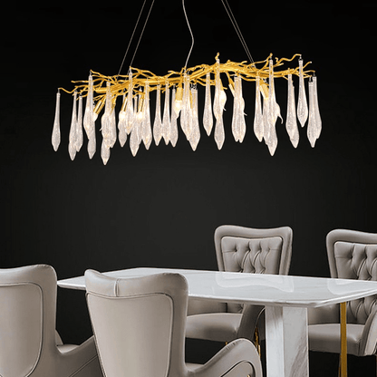 Agnes Aluminum Branch Crystal Chandelier For Dining Room - Lightings Menu