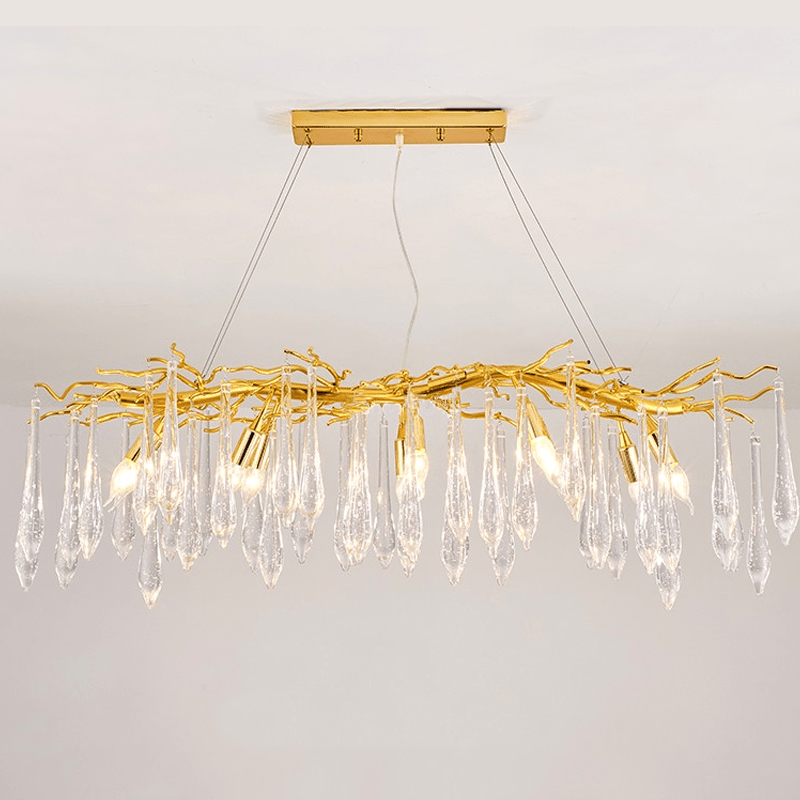 Agnes Aluminum Branch Crystal Chandelier For Dining Room - Lightings Menu