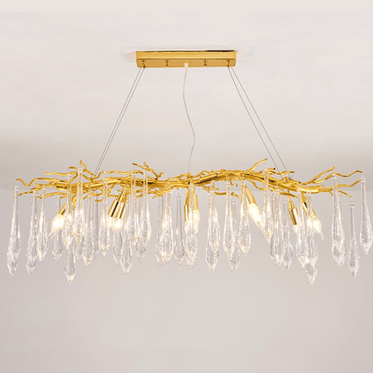 Agnes Aluminum Branch Crystal Chandelier For Dining Room - Lightings Menu