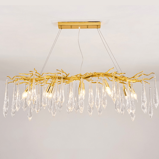 Agnes Aluminum Branch Crystal Chandelier For Dining Room - Lightings Menu